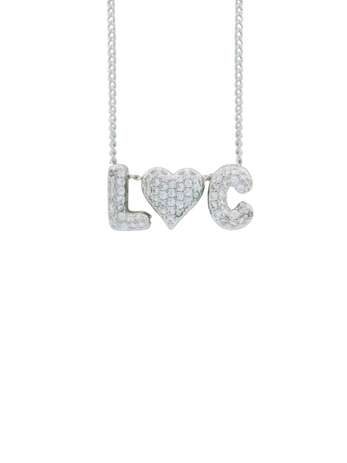 Collar Con Corazon Inicial Mini Bubble Zirconias