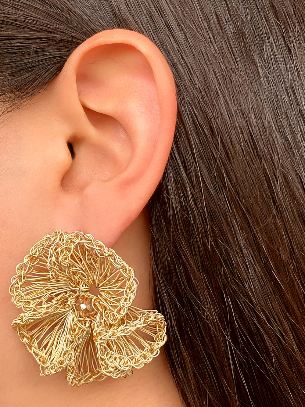 Par Arete Flor Tejida