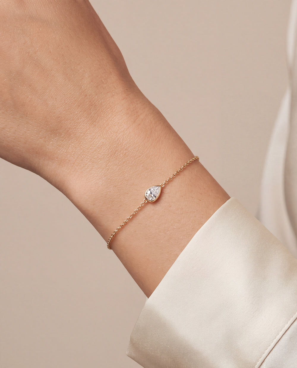 Pulsera Diamante Lab-Grown Solitario Corte Pera 0.7 Ct