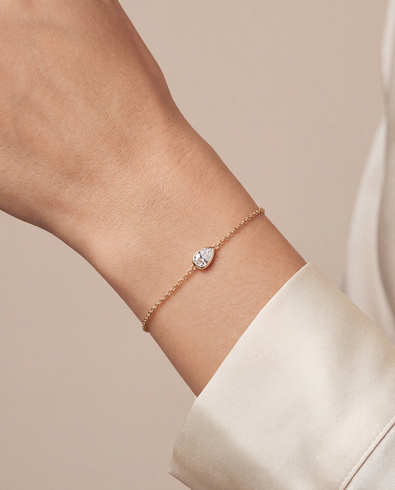 Pulsera Diamante Lab-Grown Solitario Corte Pera 0.7 Ct