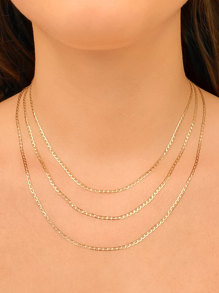 Cadena Eslabones Planchados 2 mm Oro 14k