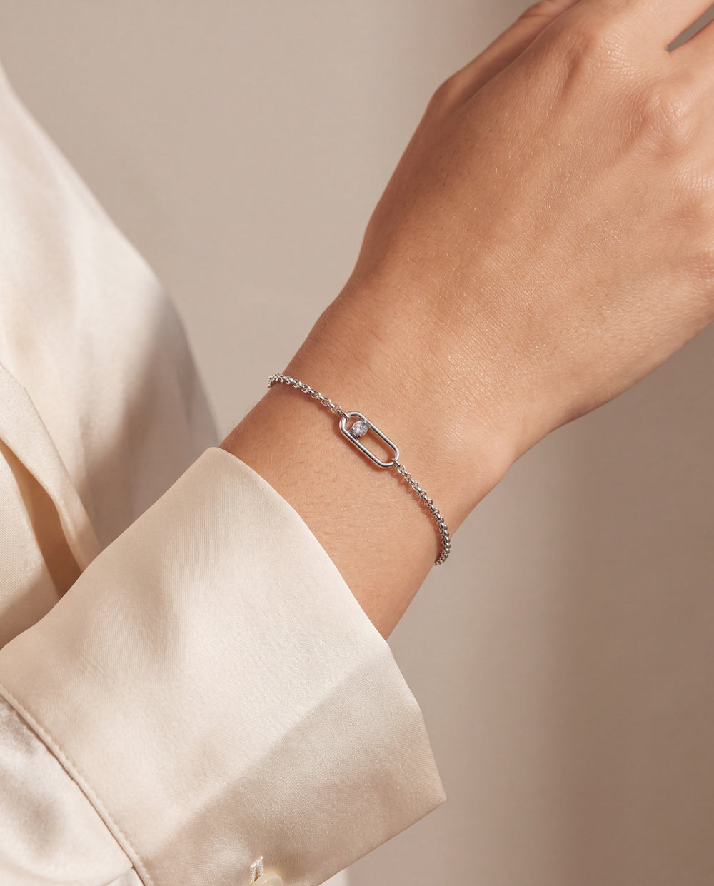 Pulsera Eslabones Dije Rectangular Con Zirconia