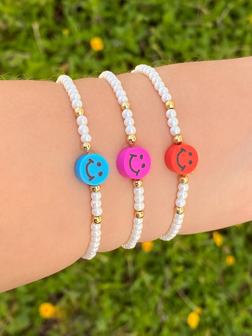 Pulsera Perlitas Con Happy Face