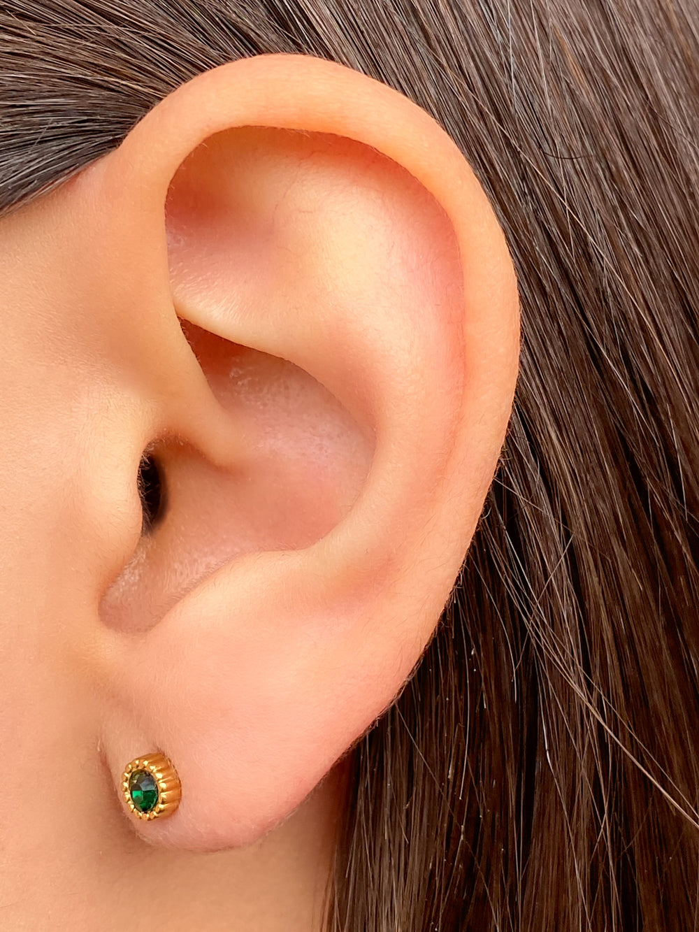 Par Arete Mini Zirconia Verde