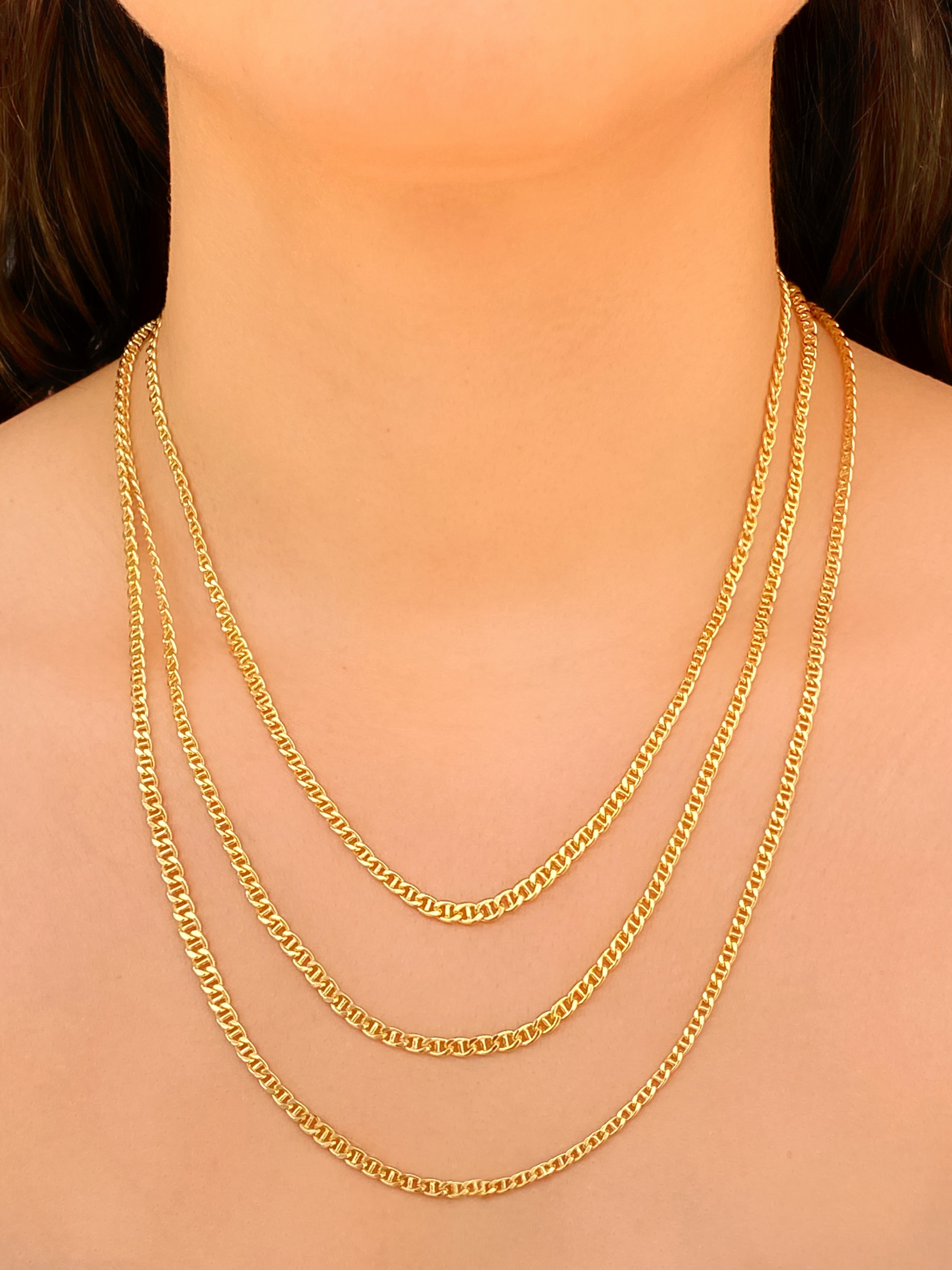 Collar Eslabones 3 mm Oro 14k