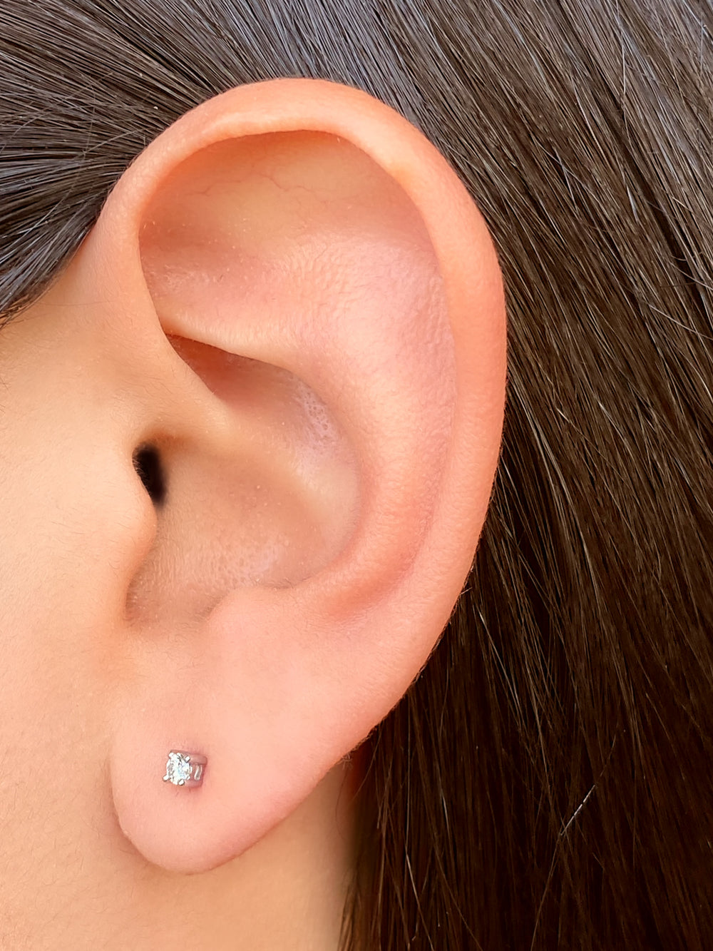 Par Arete Corte Round 0.11 Ct Diamante Natural