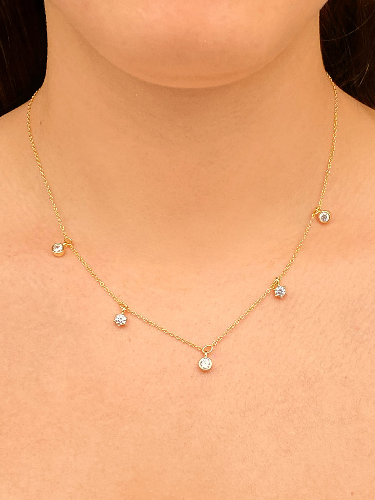 Collar Zirconias Colgantes Con Bisel