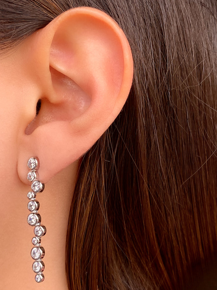 Par Arete Largo Burbuja Con Zirconias