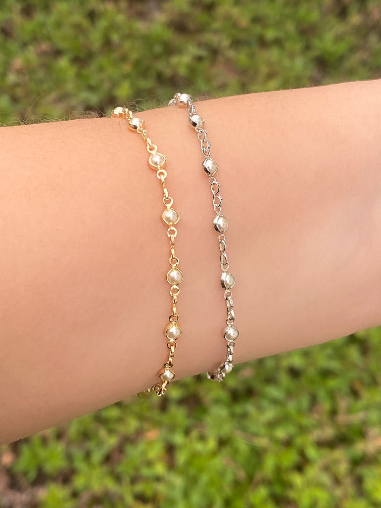 Pulsera Perlitas Con Bisel