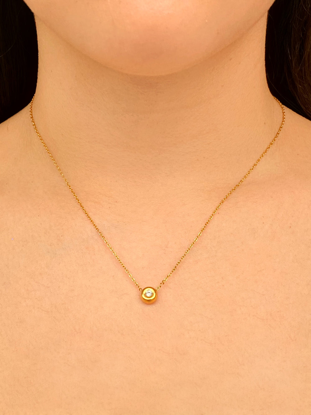 Collar Con Dije Mini Circulo Zirconia