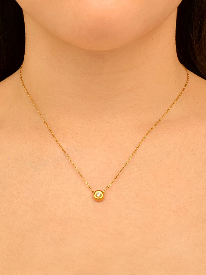 Collar Con Dije Mini Circulo Zirconia