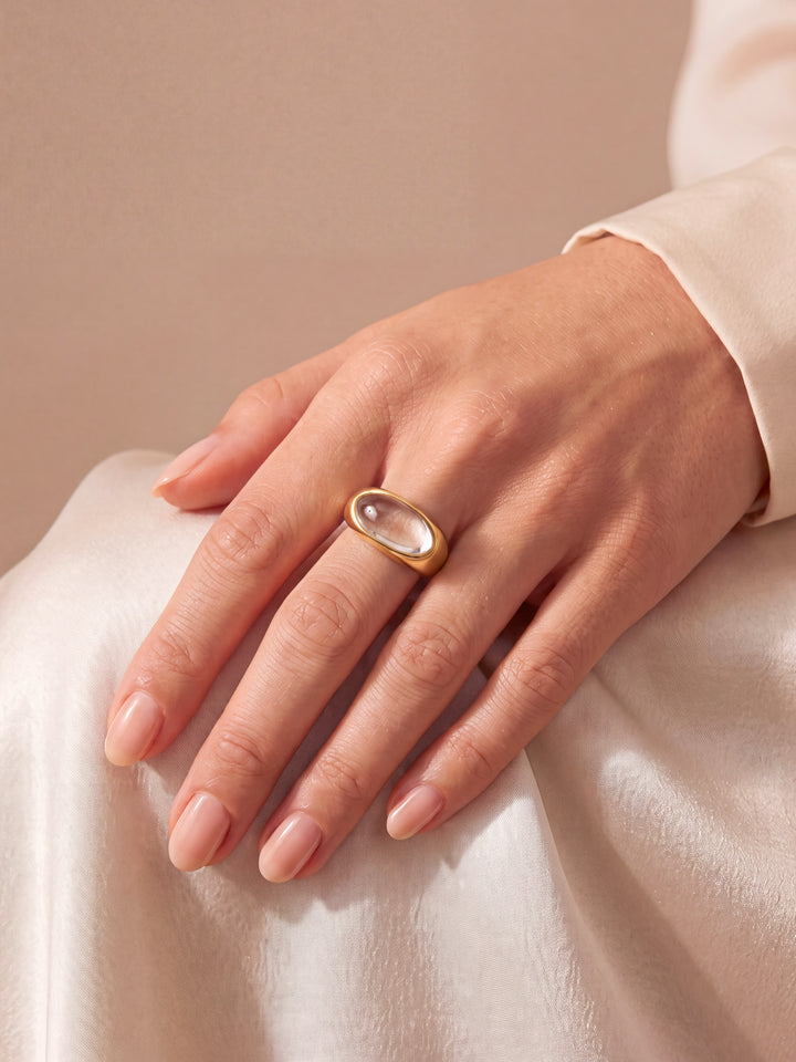 Anillo Con Centro Resina Horizontal