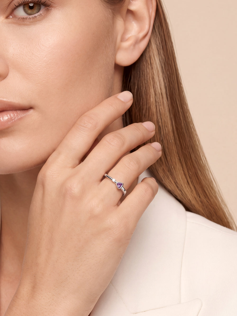 Anillo Rectangular Con Zirconia Birthstone