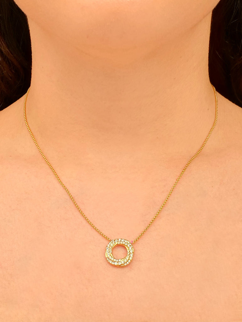 Collar Dije Contorno Circulo Zirconias