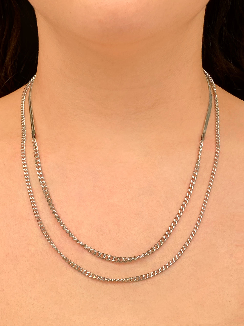 Collar Doble Cadena Cubana Con Planchada
