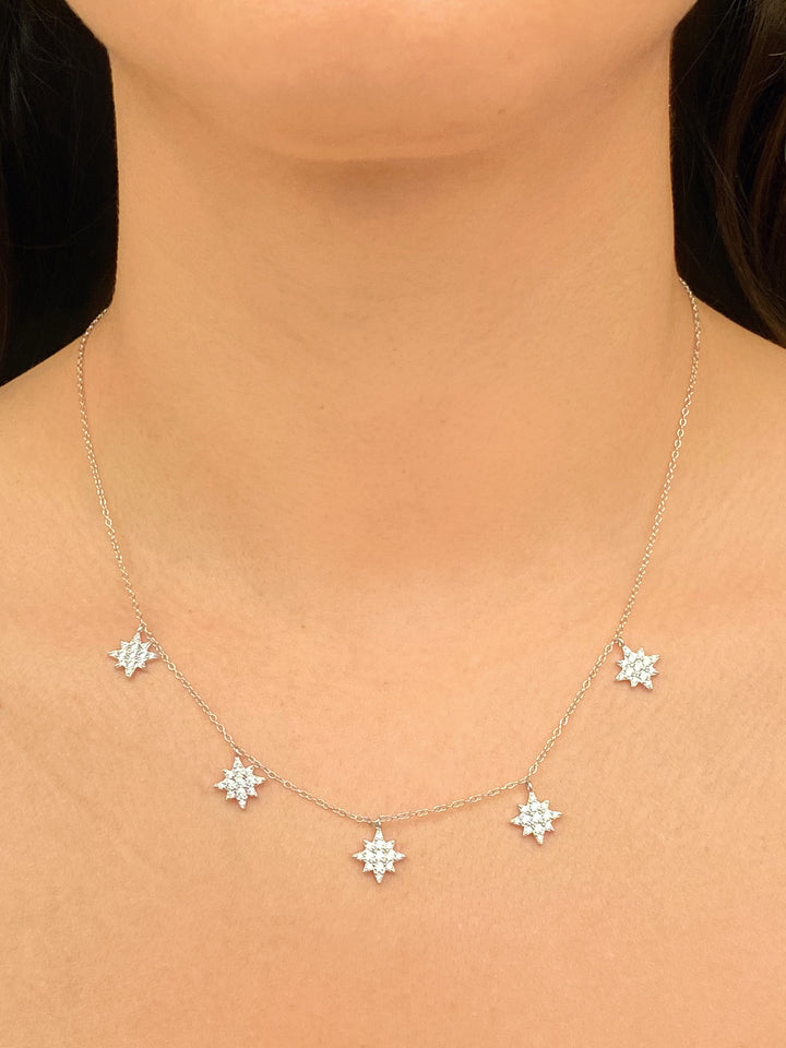 Collar Dijes Estrellas Del Norte Zirconias