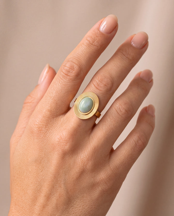 Anillo Con Piedra Ovalada Central