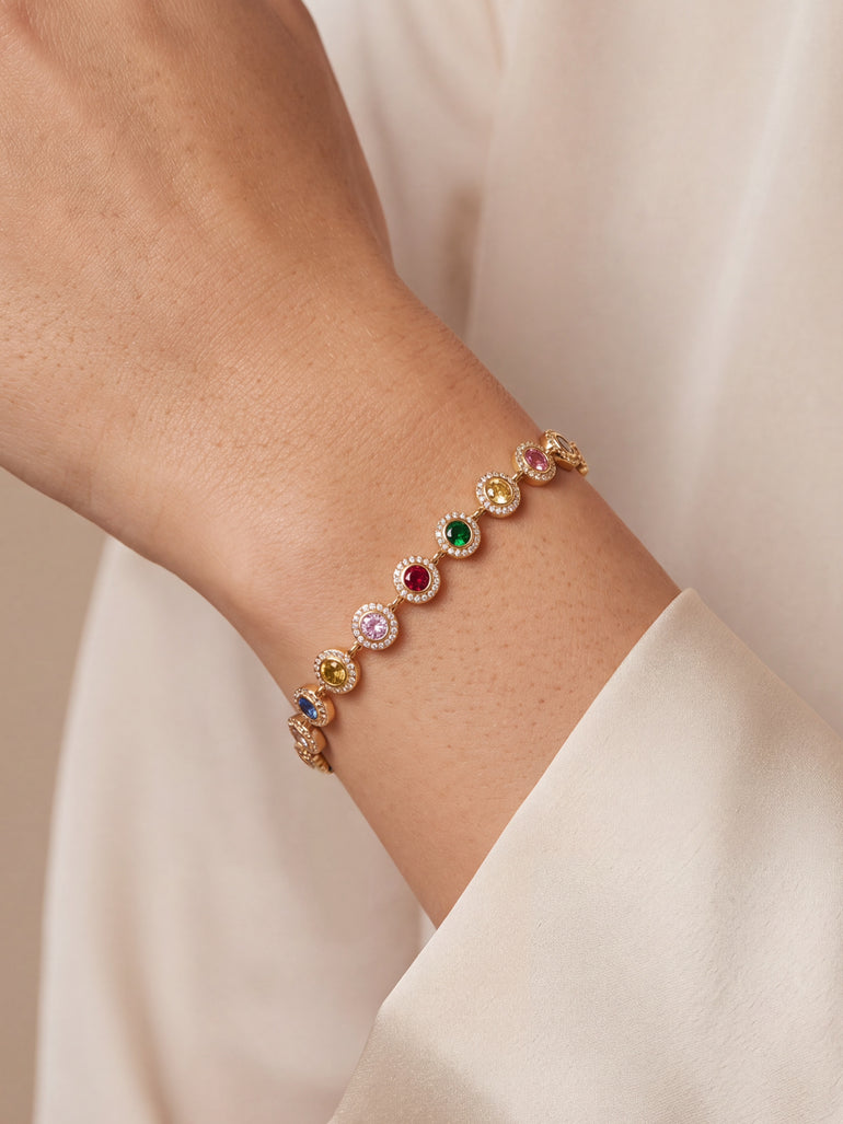Pulsera Zirconias Redondas Rainbow