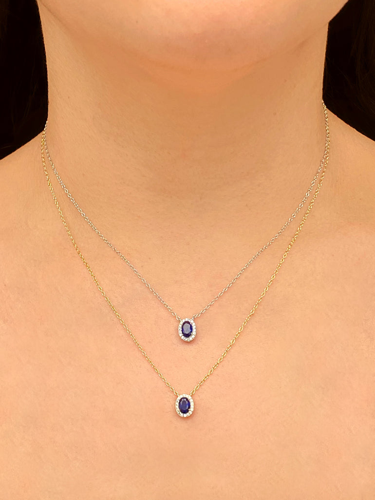 Collar Ovalo Con Zirconia Azul