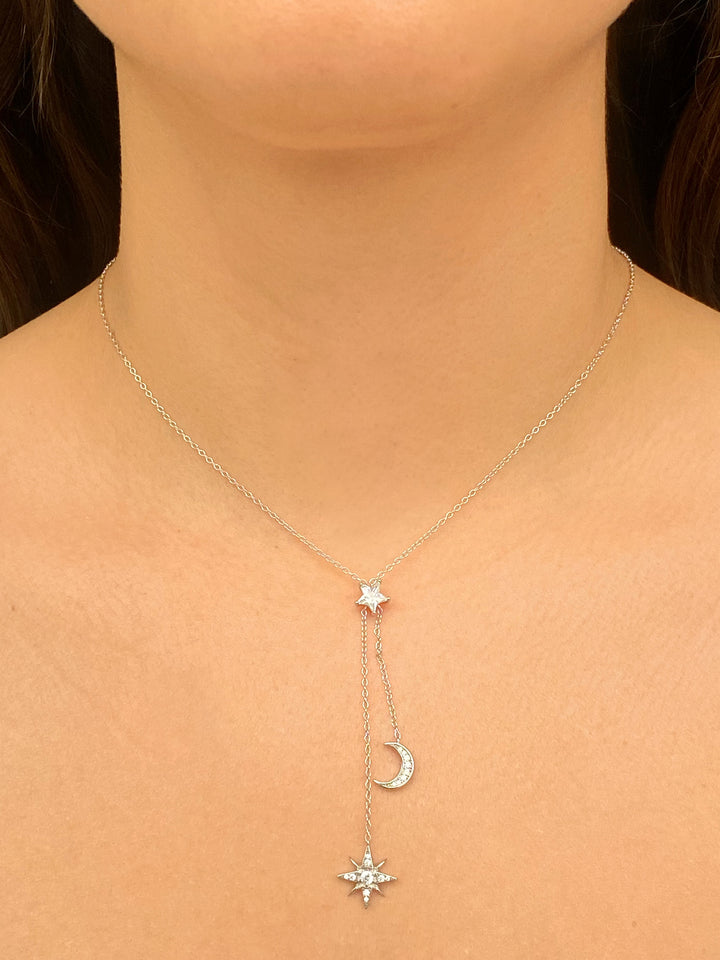 Collar Doble Tira Estrella y Luna