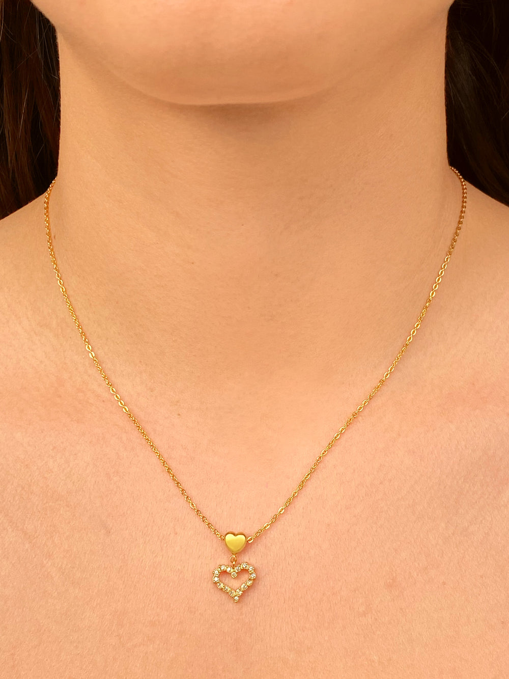 Collar Con Dije Doble Corazon