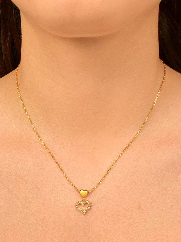 Collar Con Dije Doble Corazon