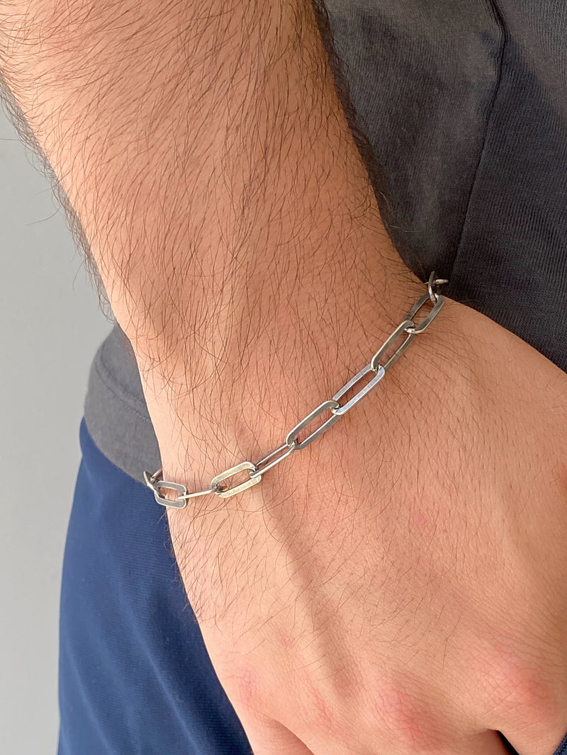 Pulsera Plateada Eslabon 6 mm