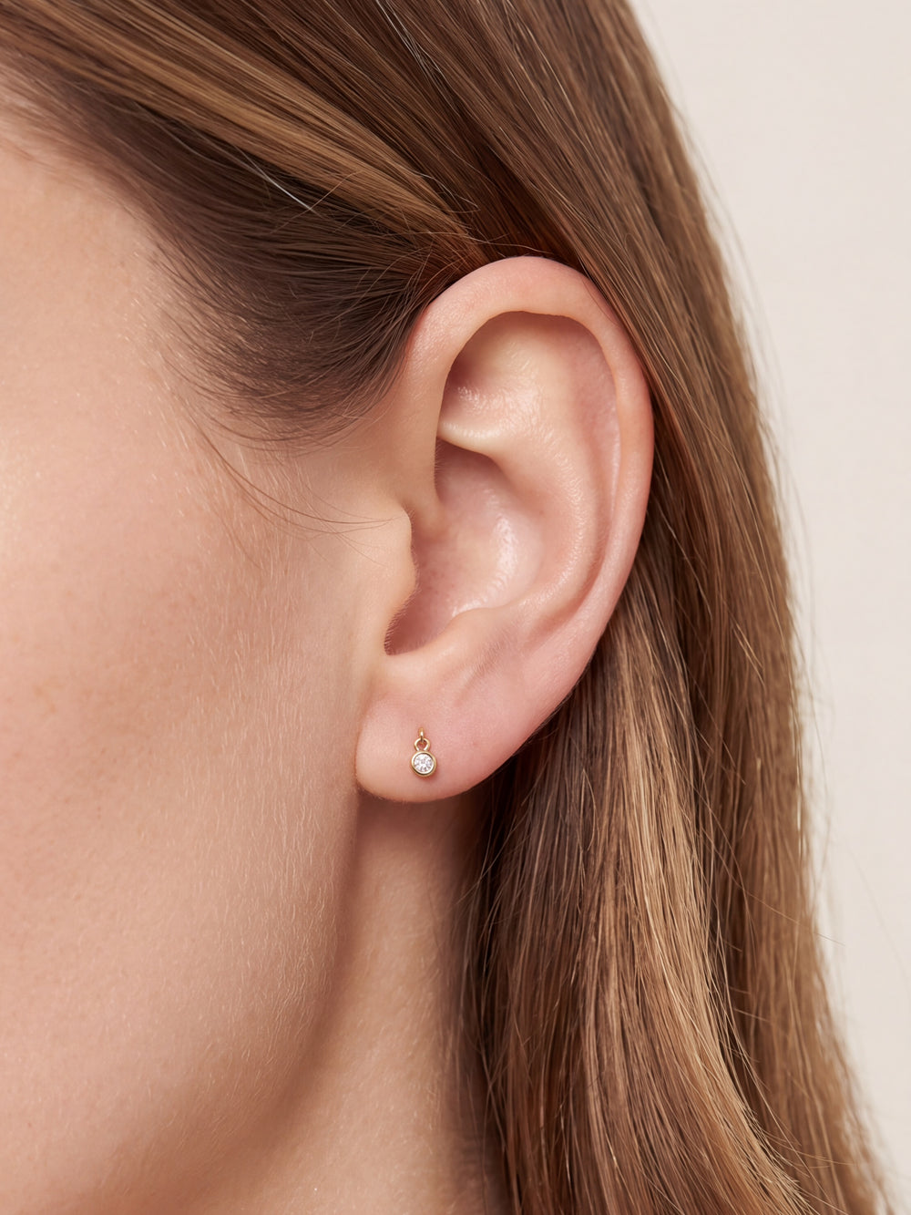 Arete Colgante Zirconia Redonda Acero Inoxidable