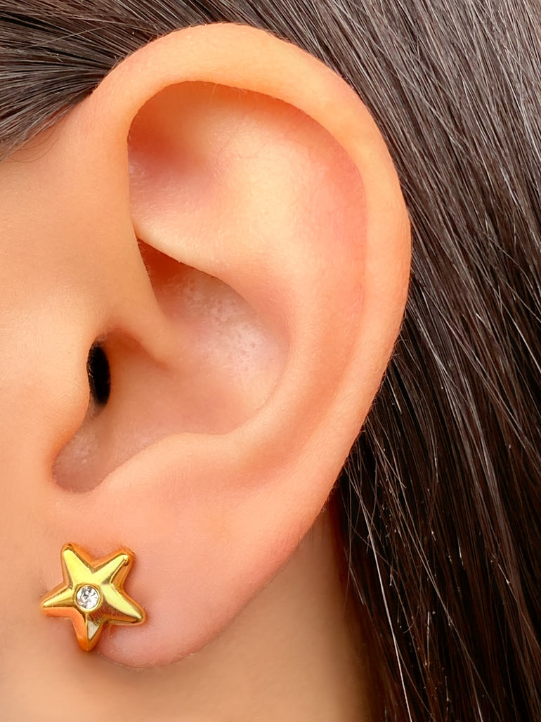 Par Arete Mini Estrella Centro Zirconia