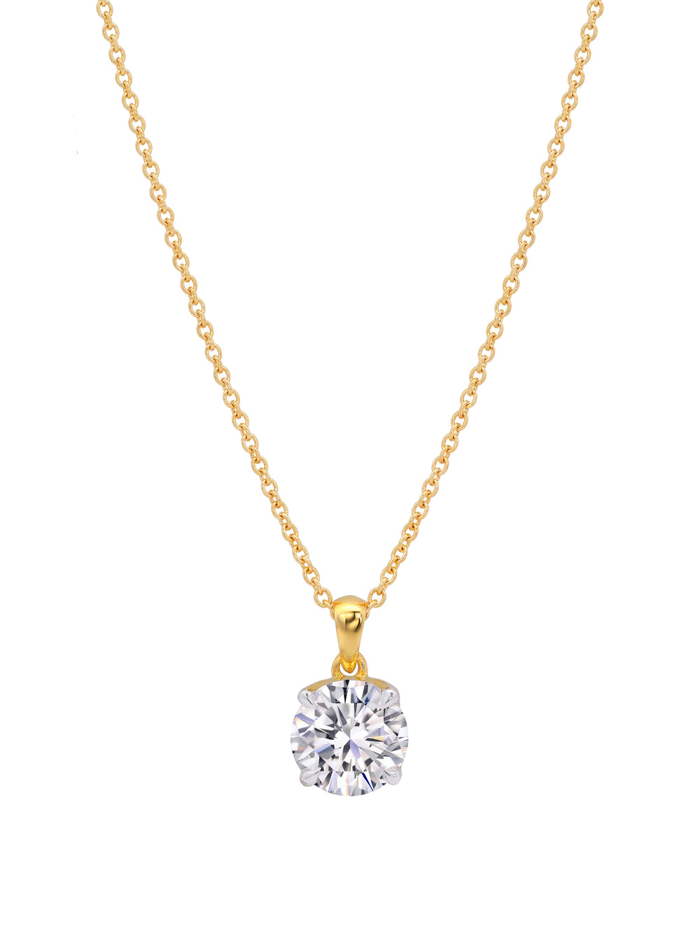 Collar Dije Solitario Corte Round 1.5 Ct Diamante Lab Grown
