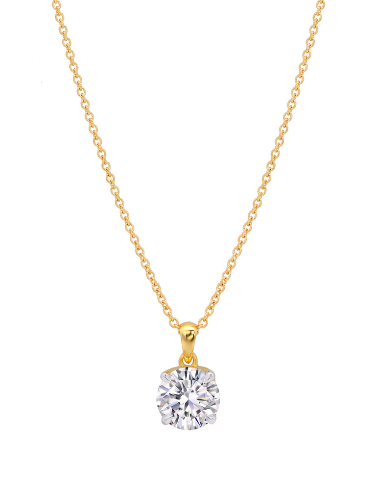 Collar Dije Solitario Corte Round 1.5 Ct Diamante Lab Grown