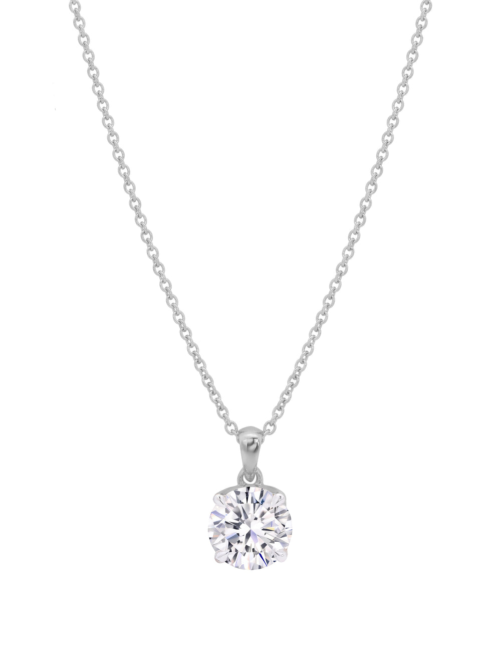 Collar Dije Solitario Corte Round 1.5 Ct Diamante Lab Grown