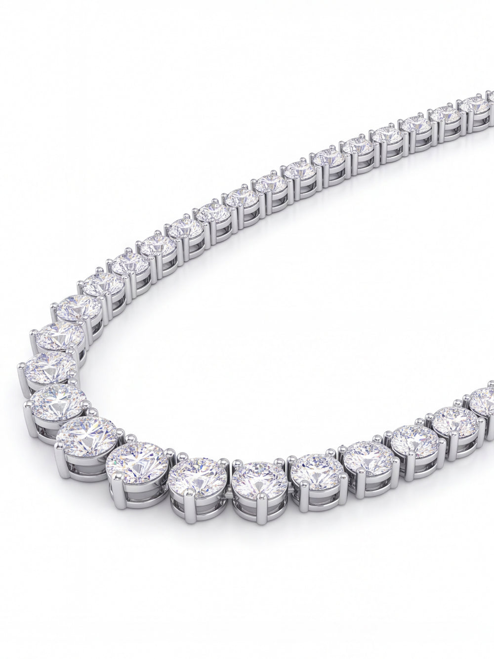 Riviera Tennis Necklace Corte Round 10 Ct Diamantes Lab Grown
