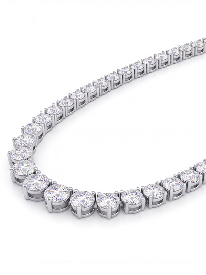 Riviera Tennis Necklace Corte Round 10 Ct Diamantes Lab Grown