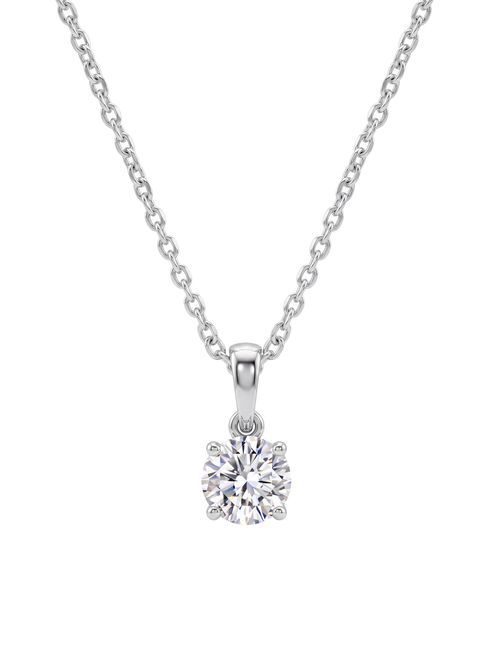 Collar Dije Solitario Corte Round 0.5 Ct Diamante Lab Grown