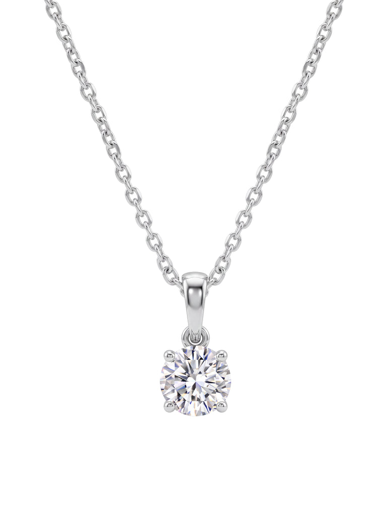 Collar Dije Solitario Corte Round 0.5 Ct Diamante Lab Grown