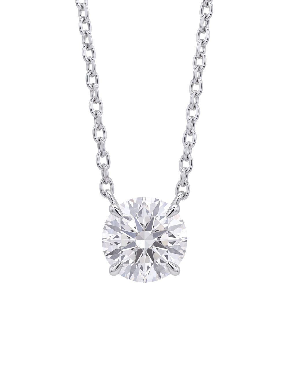 Collar Solitario Corte Round 1.5 Ct Diamante Lab Grown