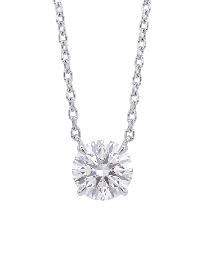 Collar Solitario Corte Round 1.5 Ct Diamante Lab Grown