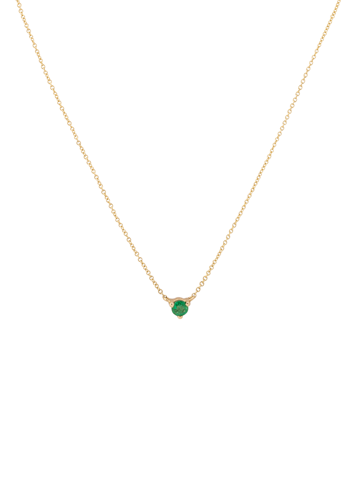 Collar Con Dije Esmeralda Corte Round 0.10 Ct Natural