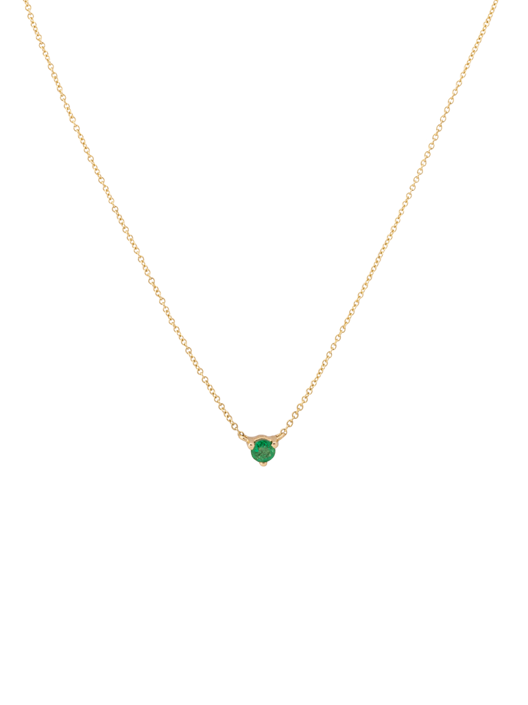 Collar Con Dije Esmeralda Corte Round 0.10 Ct Natural
