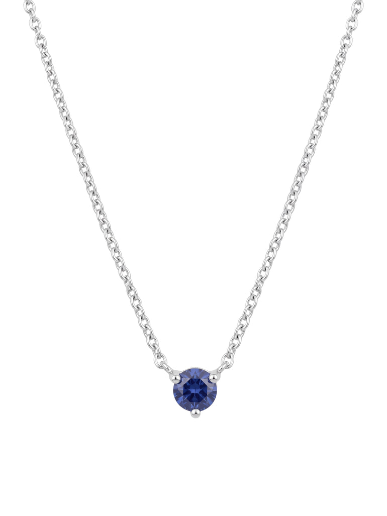 Collar Con Dije Zafiro Corte Round 0.14 Ct Natural