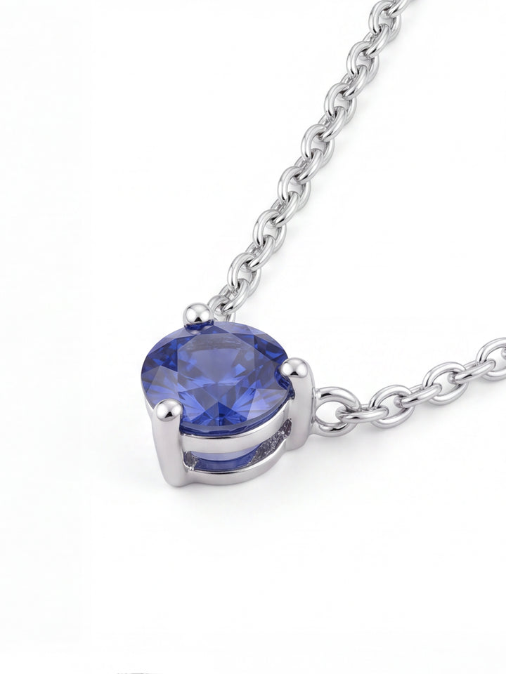 Collar Con Dije Zafiro Corte Round 0.14 Ct Natural