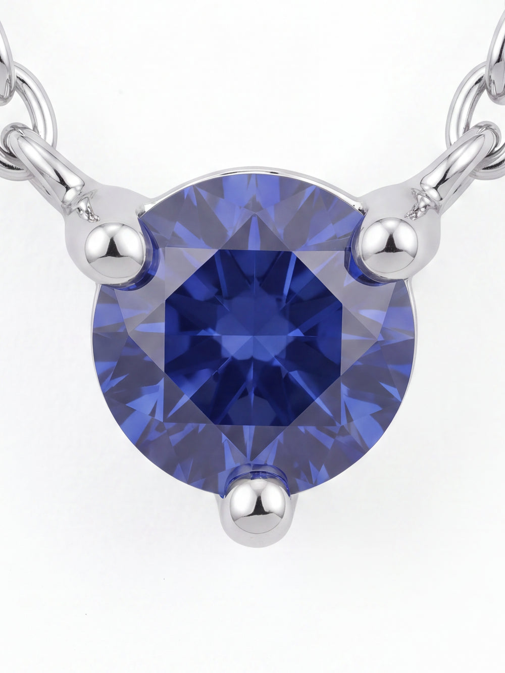 Collar Con Dije Zafiro Corte Round 0.14 Ct Natural