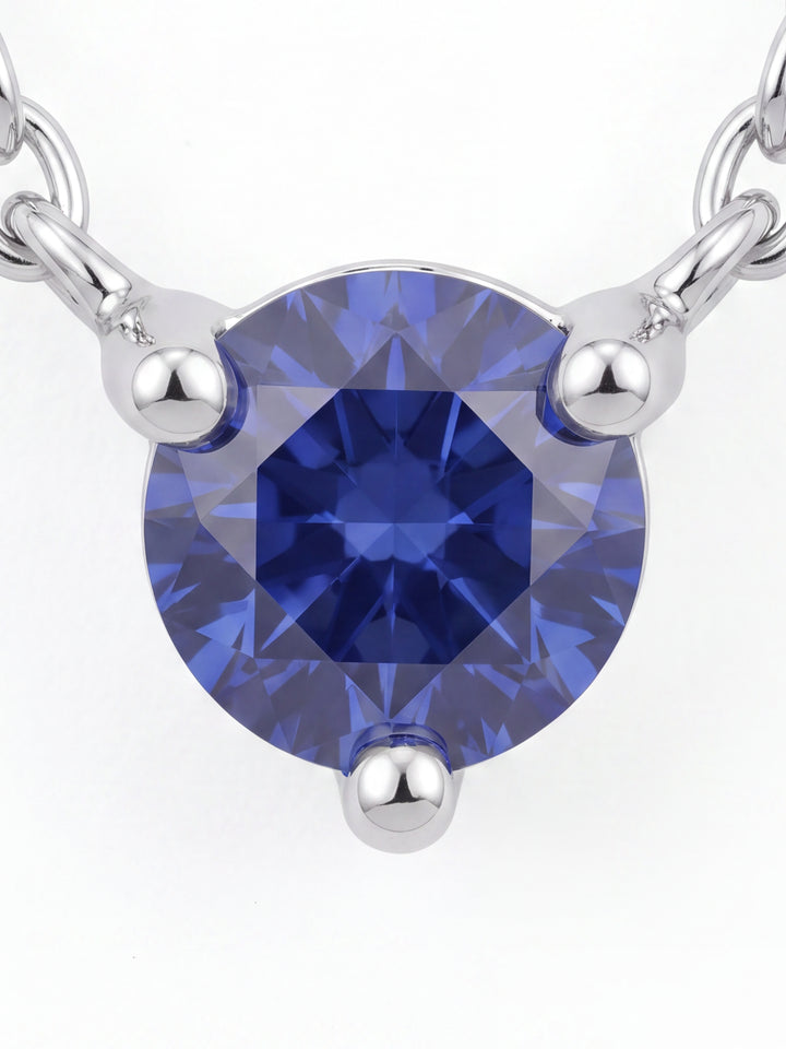 Collar Con Dije Zafiro Corte Round 0.14 Ct Natural