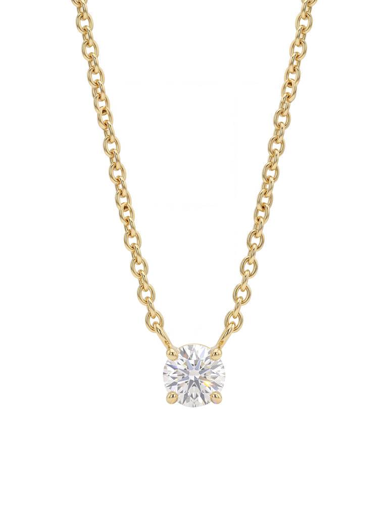 Collar Solitario Corte Round 0.3 Ct Diamante Lab Grown