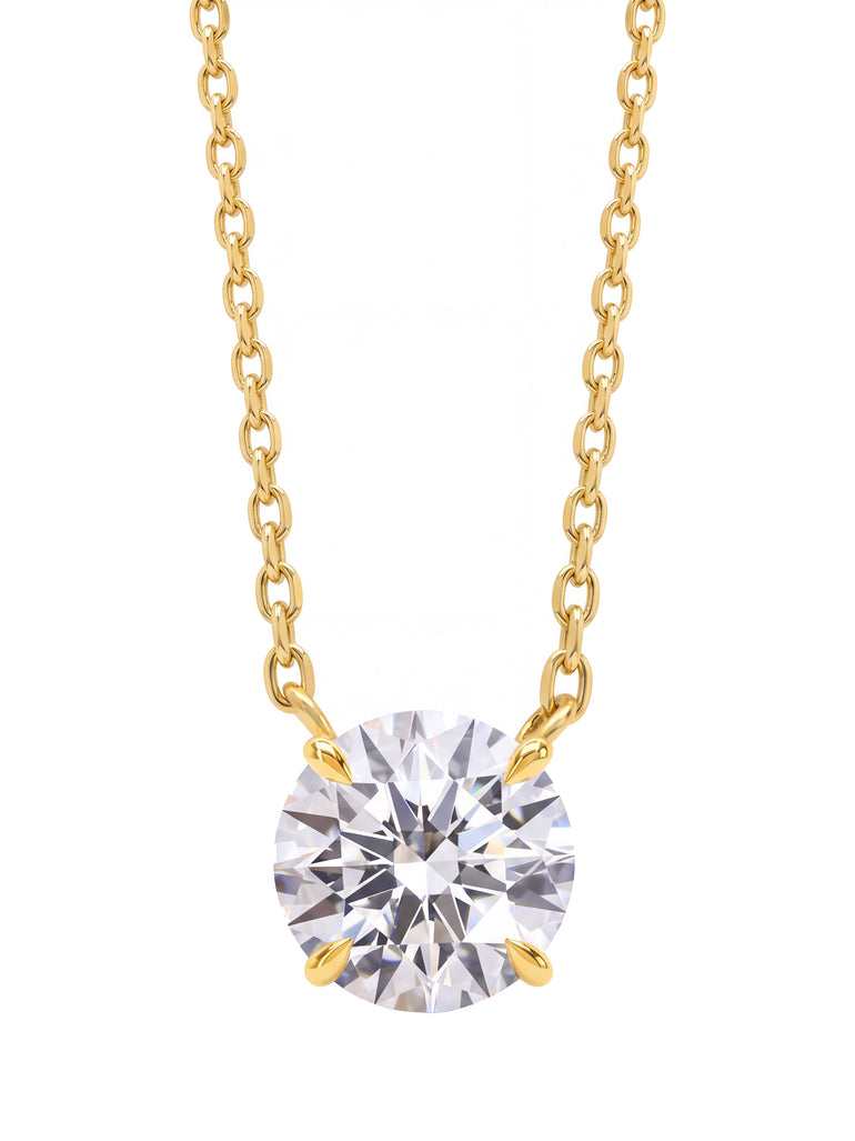 Collar Solitario Corte Round 1.5 Ct Diamante Lab Grown