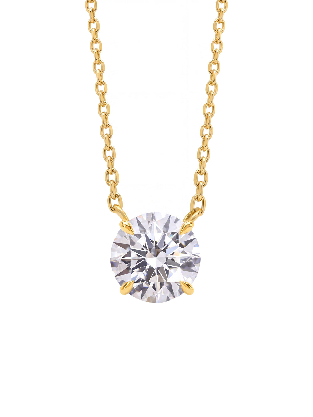 Collar Solitario Corte Round 1.5 Ct Diamante Lab Grown
