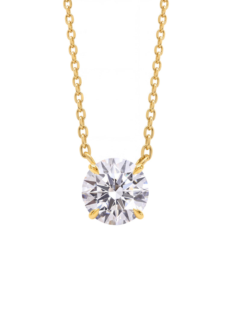 Collar Solitario Corte Round 1.5 Ct Diamante Lab Grown
