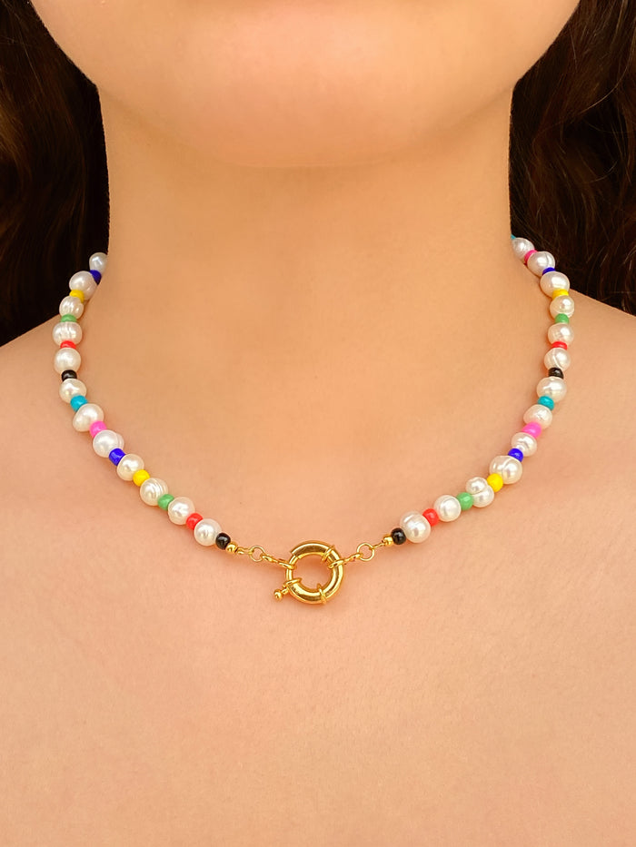 Choker Perlas y Bolitas de Colores Con Timon