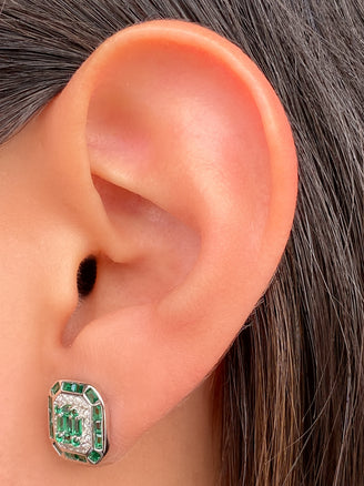 Par Arete Cuadrado Con Baguettes Colores